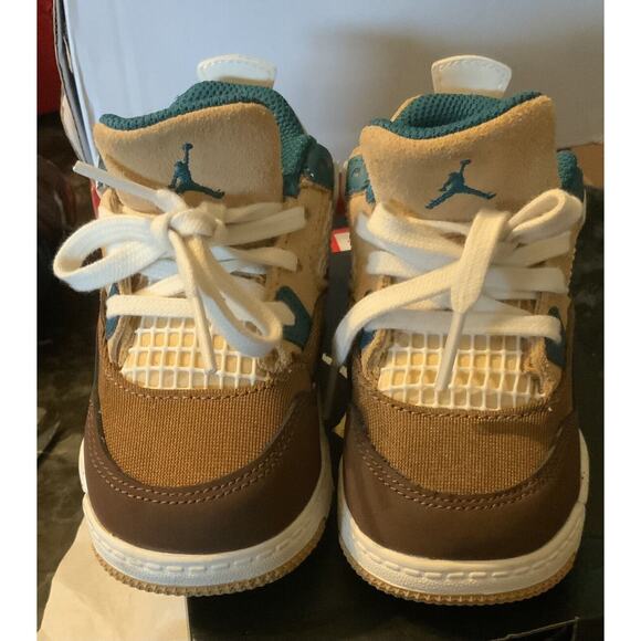 Nike Air Jordan 4 'Cacao Wow Shoes Boys Size 7C Geode Teal Suede Leather Lace Up - Picture 1 of 8